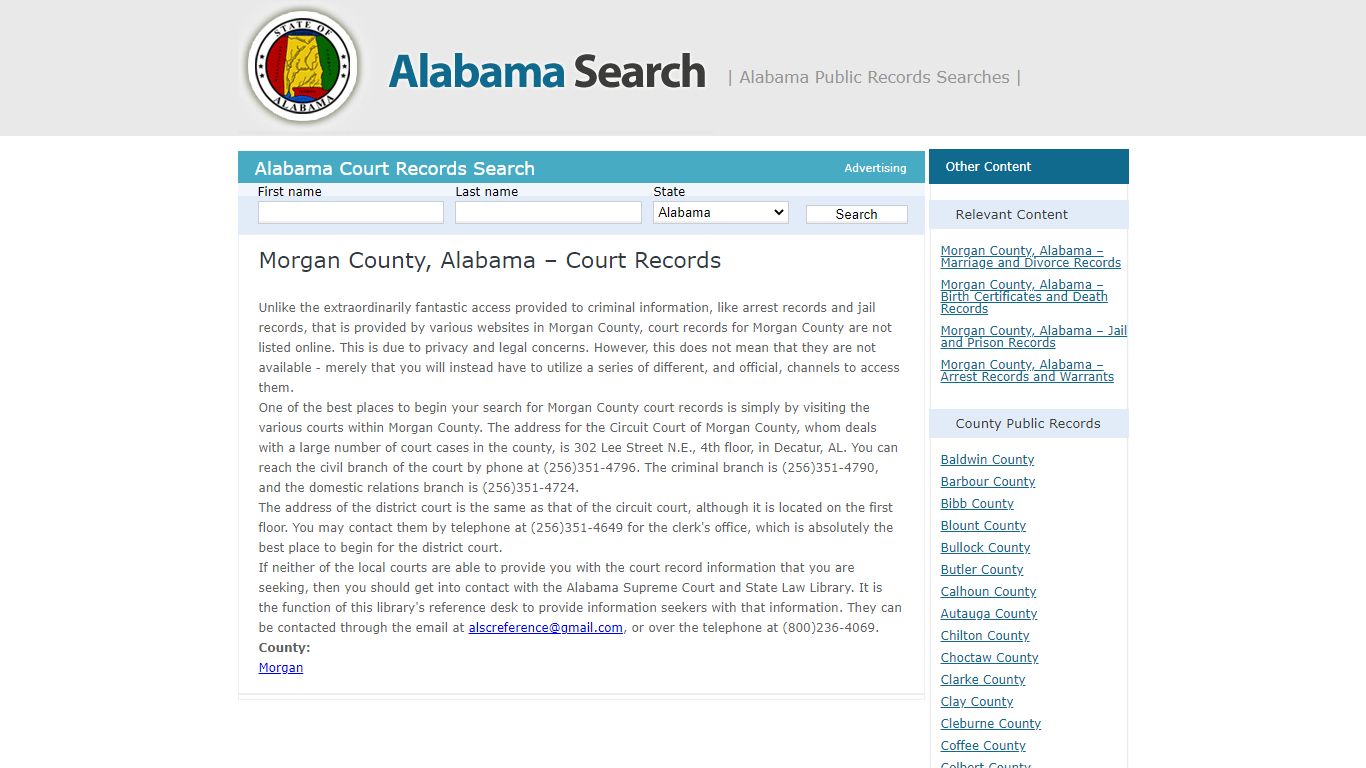 Morgan County, Alabama – Court Records | Alabama - AL Search